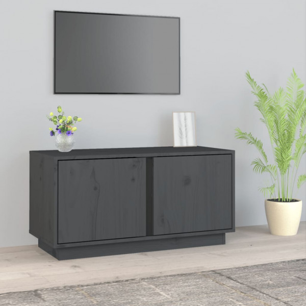 Mueble de TV madera maciza de pino gris 80x35x40.5 cm D