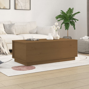 Mesa de centro madera maciza de pino marrón miel 100x50x35 cm D