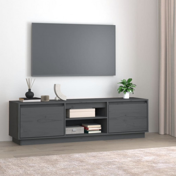 Móveis de televisão de madeira maciça de pinho cinzento 140x35x40 cm D