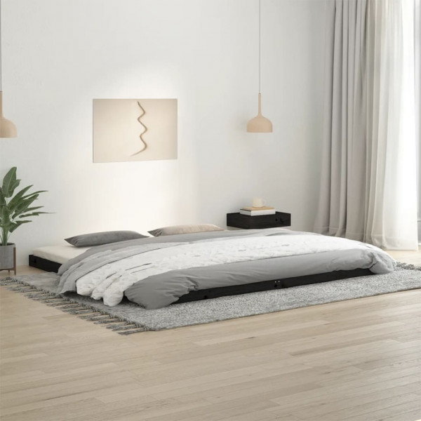 Estructura de cama de madera maciza de pino negro 200x200 cm D
