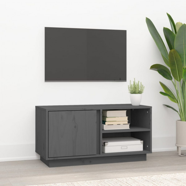 Mobiliário de televisão madeira maciça de pinho cinza 80x35x40.5 cm D