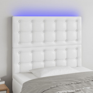 Cabecero con luces LED cuero sintético blanco 100x5x118/128 cm D