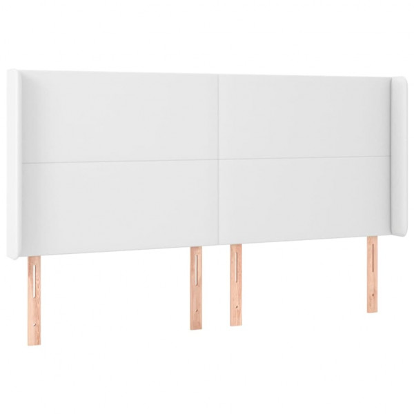 Cabeceira com LED couro sintético branco 203x16x118/128 cm D