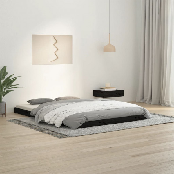 Estrutura de cama de leito de madeira preta de pinheiro preto 135x190 cm D