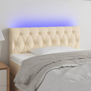 Cabecero con LED de tela color crema 100x7x78/88 cm D