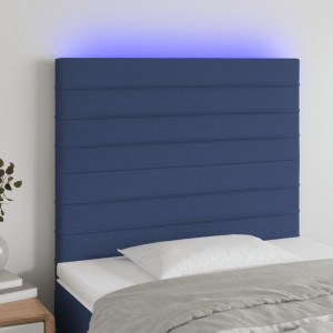 Cabecero con luces LED tela azul 80x5x118/128 cm D