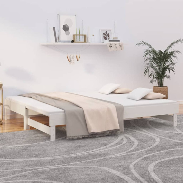 Sofá-cama removível em madeira maciça de pinho branco 2x(80x200) cm D
