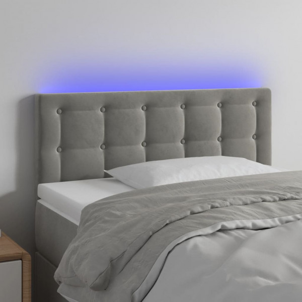 Cabecero con LED de terciopelo gris claro 90x5x78/88 cm D