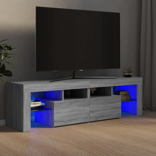 Móvel de TV com luzes LED cinza Sonoma 140x36,5x40 cm D