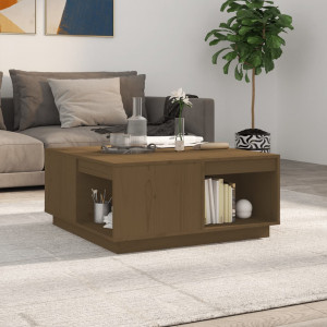 Mesa de centro madera maciza de pino marrón miel 80x81x36.5 cm D