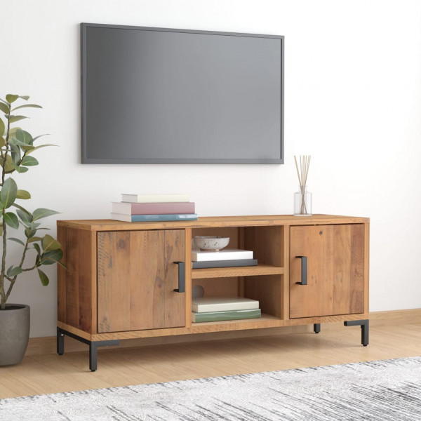 Mueble para TV madera maciza de pino marrón 110x35x48 cm D