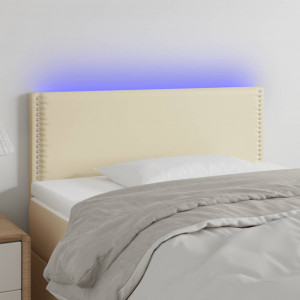 Cabecero con LED cuero sintético color crema 100x5x78/88 cm D