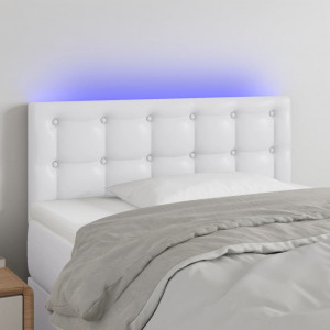 Cabeceira com LED couro sintético branco 90x5x78/88 cm D