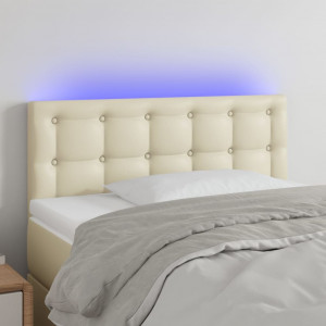Cabecero con LED cuero sintético color crema 100x5x78/88 cm D