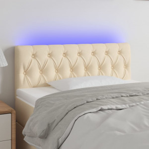 Cabecero con LED de tela color crema 90x7x78/88 cm D