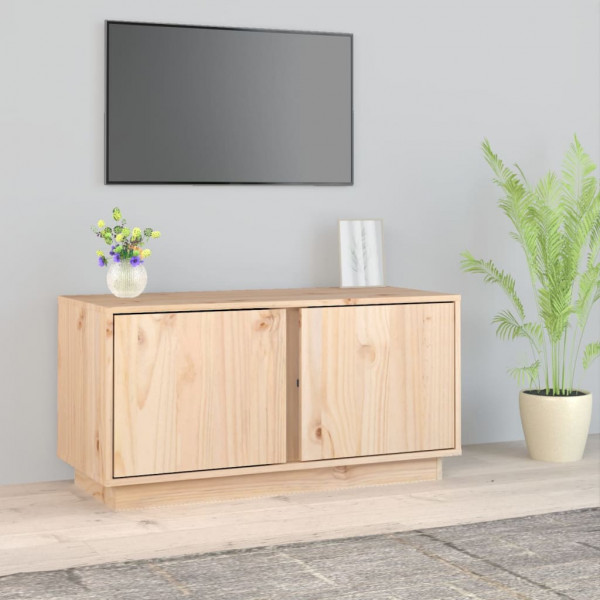 Mueble de TV de madera maciza de pino 80x35x40.5 cm Mueble de TV de madera maciza de pino 80x35x40.5 cm D