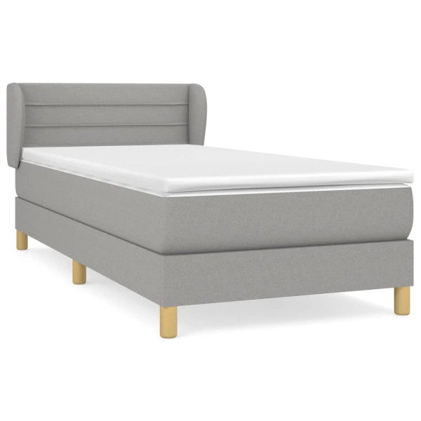 Cama box spring con colchón tela gris claro 100x200 cm D