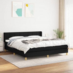 Cama box spring con colchón tela negro 160x200 cm D