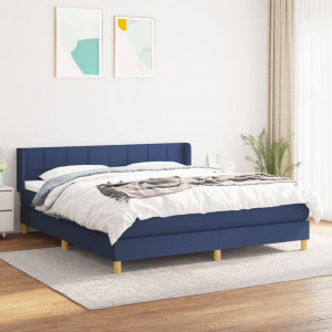 Cama box spring con colchón tela azul 180x200 cm D