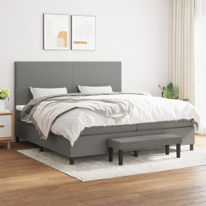 Cama box spring con colchón tela gris oscuro 200x200 cm D