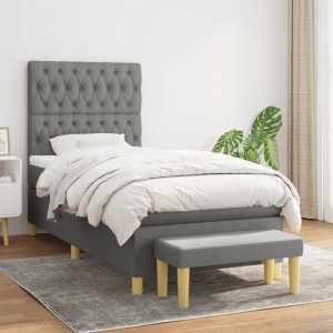 Cama box spring con colchón tela gris oscuro 90x200 cm D