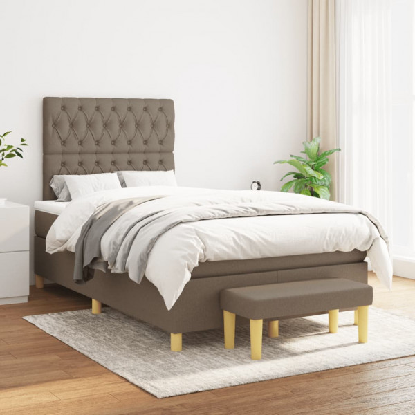 Cama box spring com colchão de tecido cinza taupe 120x200 cm D