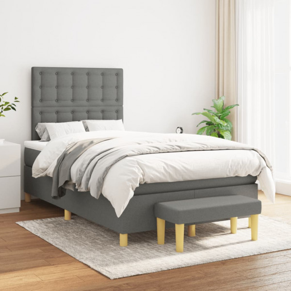 Cama box spring com colchão de tecido cinza escuro 120x200 cm D
