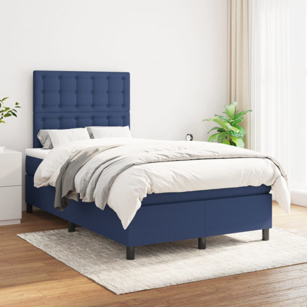 Cama box spring com colchão de tecido azul 120x200 cm D