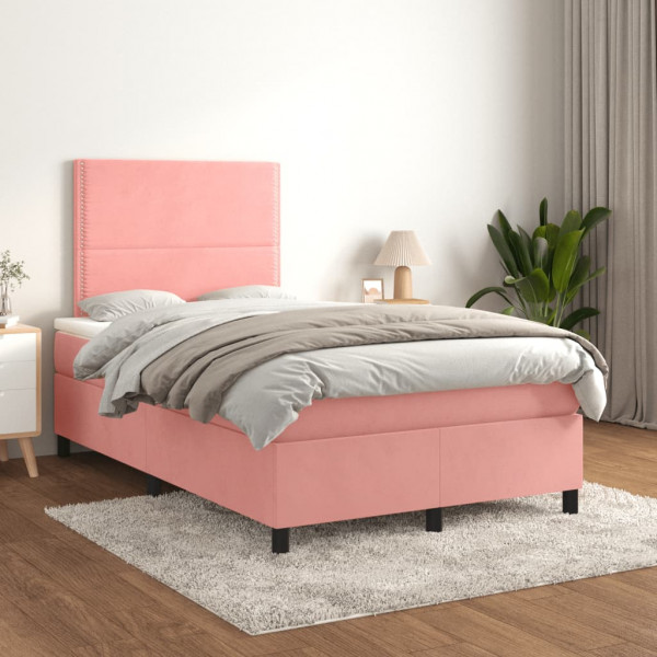 Cama box spring com colchão de veludo rosa 120x200 cm D