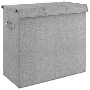 Cesto de roupas sujas de linho sintético grey 64.5x34.5x59 cm D