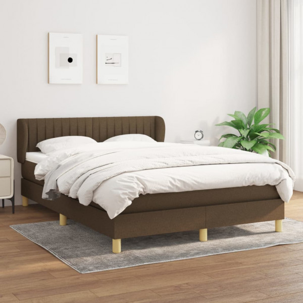 Cama box spring com colchão tecido marrom escuro 140x200 cm D