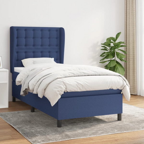 Cama box spring com colchão de tecido azul 90x190 cm D