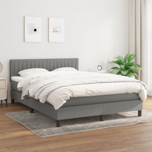 Cama box spring con colchón tela gris oscuro 140x200 cm D