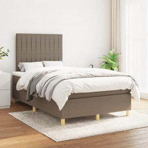 Cama box spring con colchón tela gris taupe 120x200 cm D
