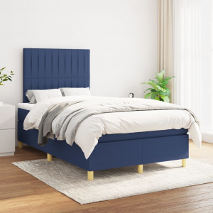 Cama box spring con colchón tela azul 120x200 cm D