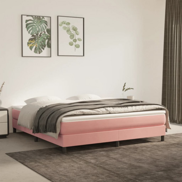 Cama box spring com colchão de veludo rosa 180x200 cm D