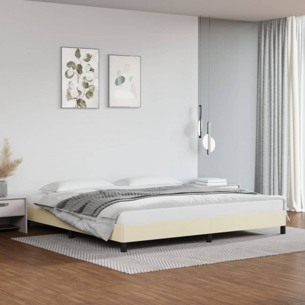 Estructura de cama de cuero sintético color crema 200x200 cm D