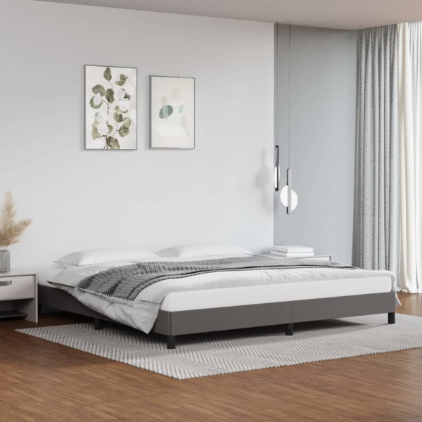 Estructura de cama de cuero sintético gris 200x200 cm D