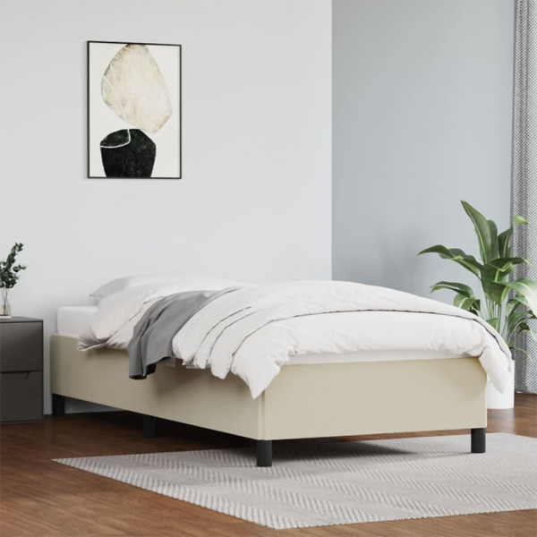 Estructura de cama cuero sintético color crema 90x190 cm D