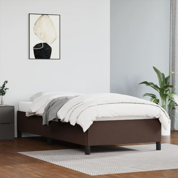 Estrutura de cama de couro sintético marrom 90x200 cm D