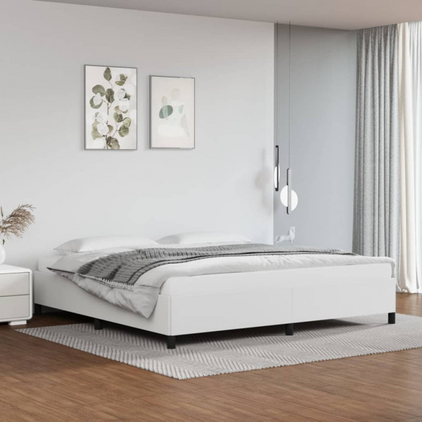 Estructura de cama de cuero sintético blanco 200x200 cm D