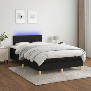 Cama box spring con colchón LED tela negro 120x200 cm D