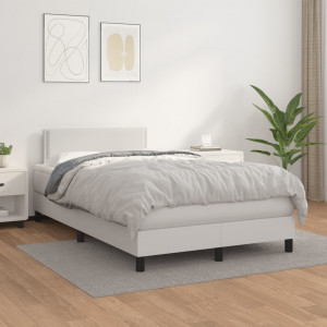 Cama box spring con colchón cuero sintético blanco 120x200 cm D