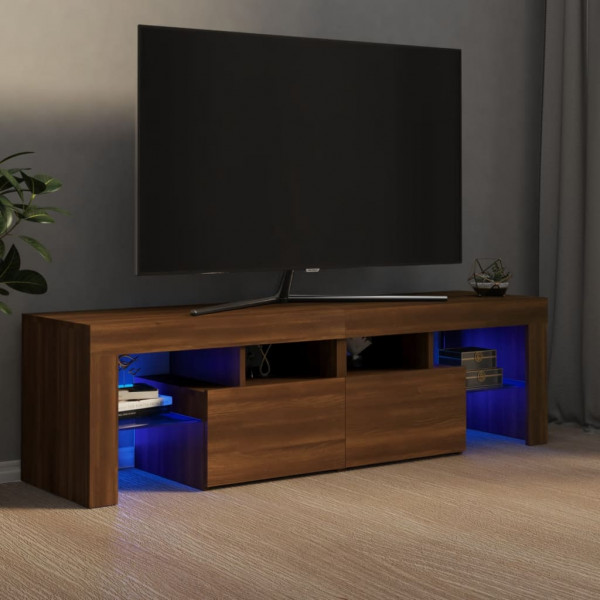 Mobiliário de TV com luzes LED marrom 140x36.5x40 cm D