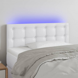 Cabecero con LED cuero sintético blanco 100x5x78/88 cm D
