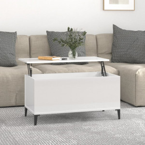 Mesa de centro madera contrachapada blanco brillo 90x44.5x45 cm D