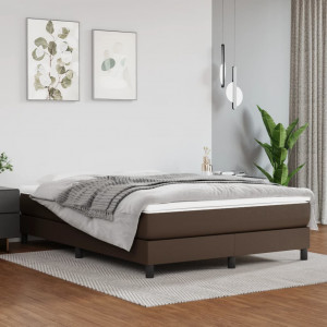 Cama box spring con colchón cuero sintético marrón 140x200cm D