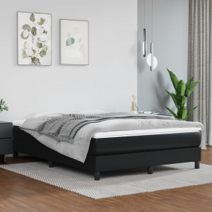 Estructura de cama box spring cuero sintético negro 140x200 cm D