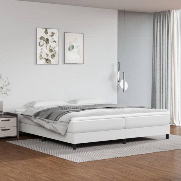 Estructura de cama box spring cuero sintético blanco 200x200 cm D