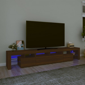 Mueble de TV con luces LED marrón roble 230x36.5x40 cm D